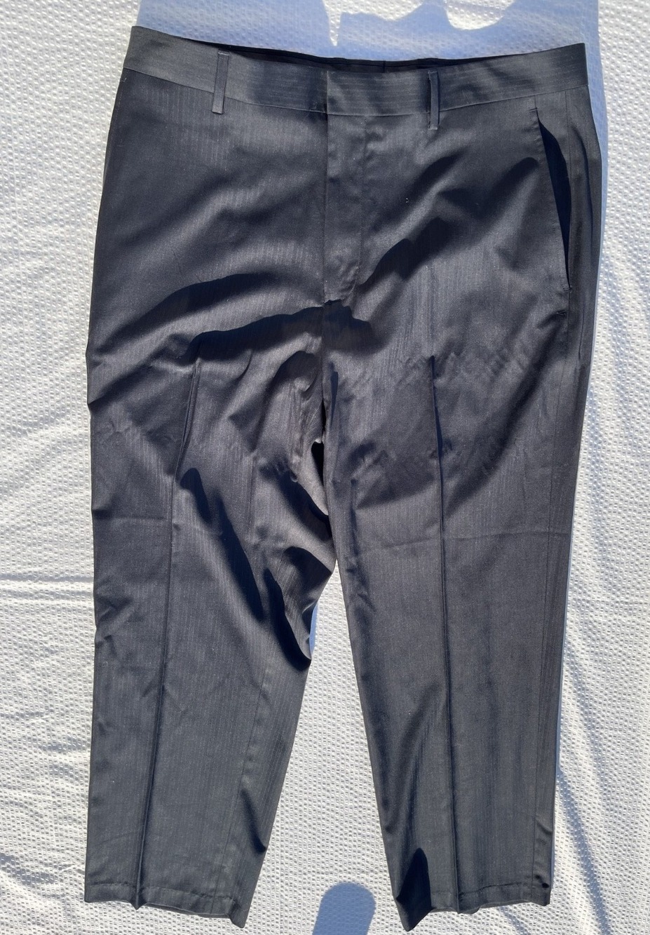 Kenneth Cole Men's Dress Flat Front Pants 36X30 Navy tonal stripe NWT